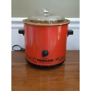 Vintage Orange Rival Crock Pot Slow Cooker 3.5 Qt Model 3100/2 Chipinlid Working